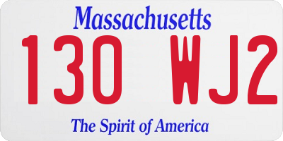 MA license plate 130WJ2