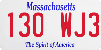 MA license plate 130WJ3