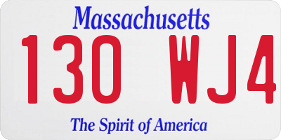 MA license plate 130WJ4
