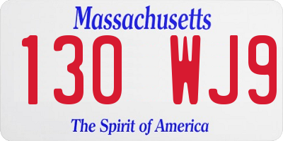 MA license plate 130WJ9