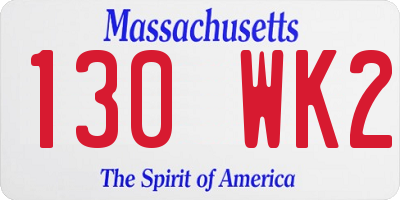MA license plate 130WK2