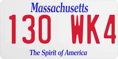 MA license plate 130WK4