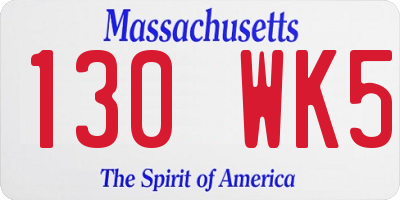 MA license plate 130WK5