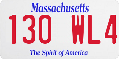 MA license plate 130WL4
