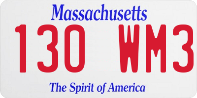 MA license plate 130WM3