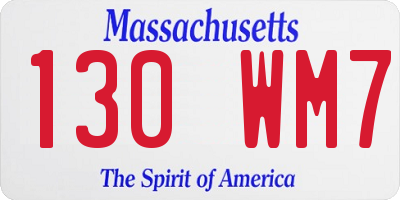 MA license plate 130WM7
