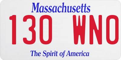 MA license plate 130WN0