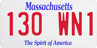 MA license plate 130WN1