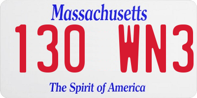 MA license plate 130WN3