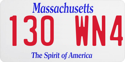 MA license plate 130WN4