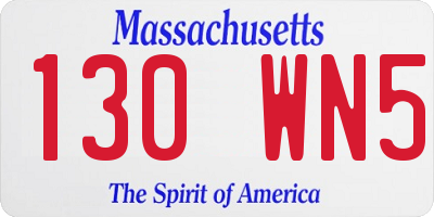 MA license plate 130WN5