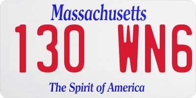 MA license plate 130WN6