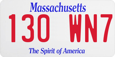 MA license plate 130WN7
