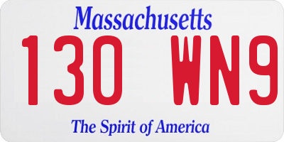 MA license plate 130WN9