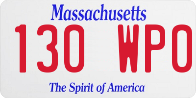 MA license plate 130WP0