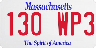 MA license plate 130WP3