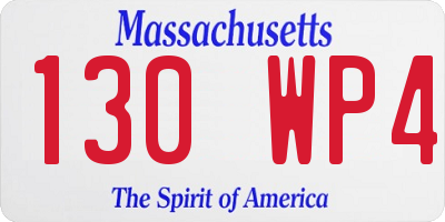 MA license plate 130WP4