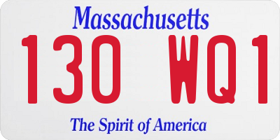 MA license plate 130WQ1