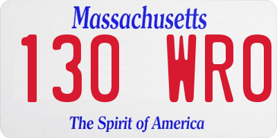 MA license plate 130WR0