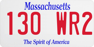 MA license plate 130WR2