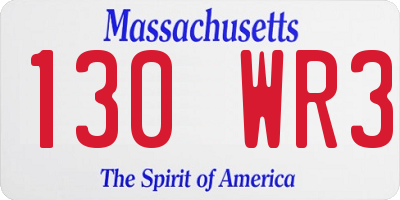 MA license plate 130WR3