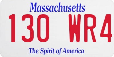 MA license plate 130WR4
