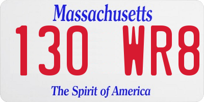 MA license plate 130WR8