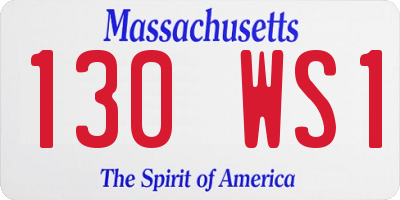 MA license plate 130WS1