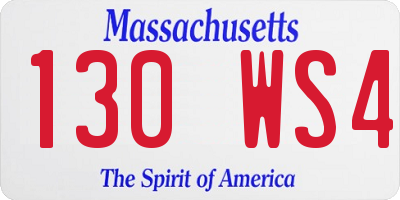 MA license plate 130WS4