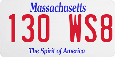MA license plate 130WS8
