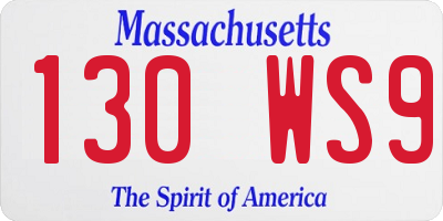 MA license plate 130WS9