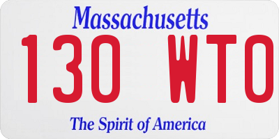 MA license plate 130WT0