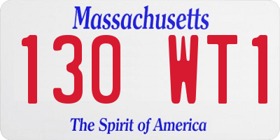 MA license plate 130WT1
