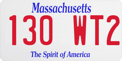 MA license plate 130WT2