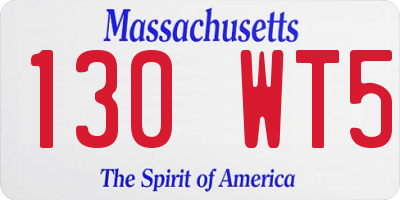 MA license plate 130WT5