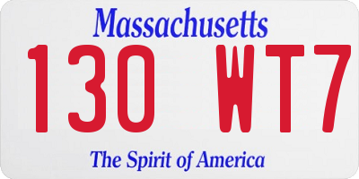 MA license plate 130WT7