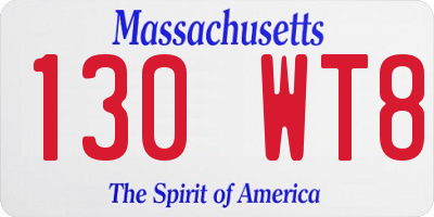 MA license plate 130WT8