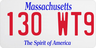MA license plate 130WT9