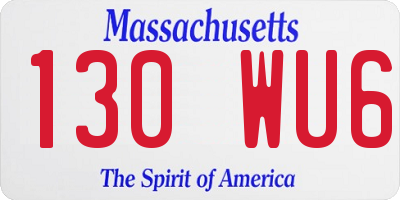 MA license plate 130WU6