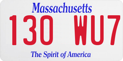 MA license plate 130WU7