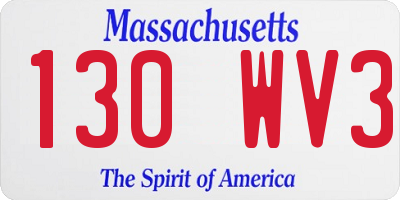 MA license plate 130WV3