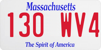 MA license plate 130WV4