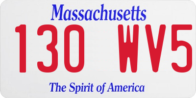 MA license plate 130WV5