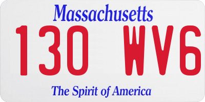 MA license plate 130WV6