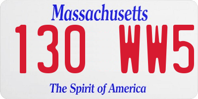 MA license plate 130WW5