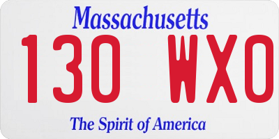 MA license plate 130WX0