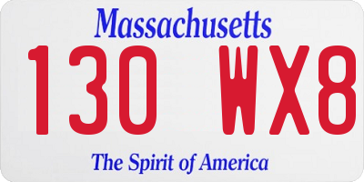 MA license plate 130WX8