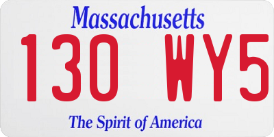 MA license plate 130WY5