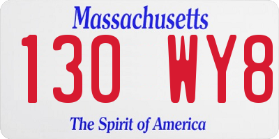 MA license plate 130WY8