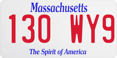 MA license plate 130WY9